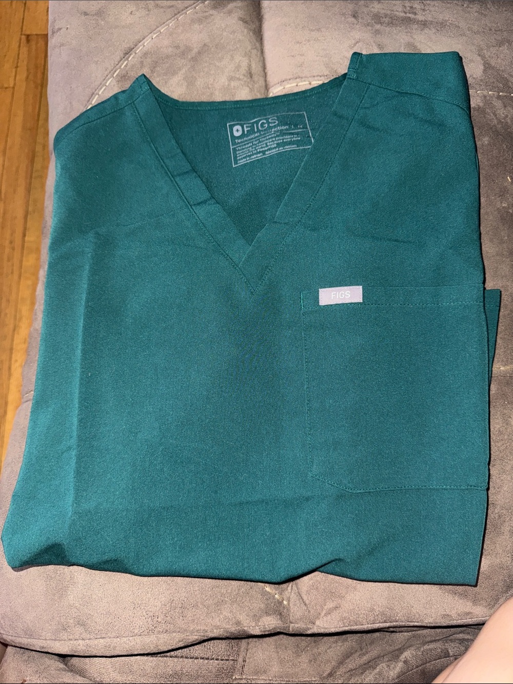 FIGS forest green V-Neck Scrub Sweater